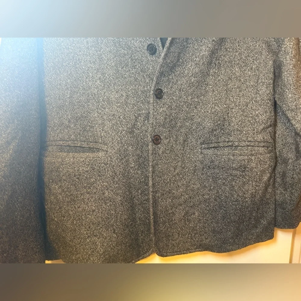 7 For All Mankind Wool Gray Tweed Single Breasted Blazer Zip Sweater Combo Large